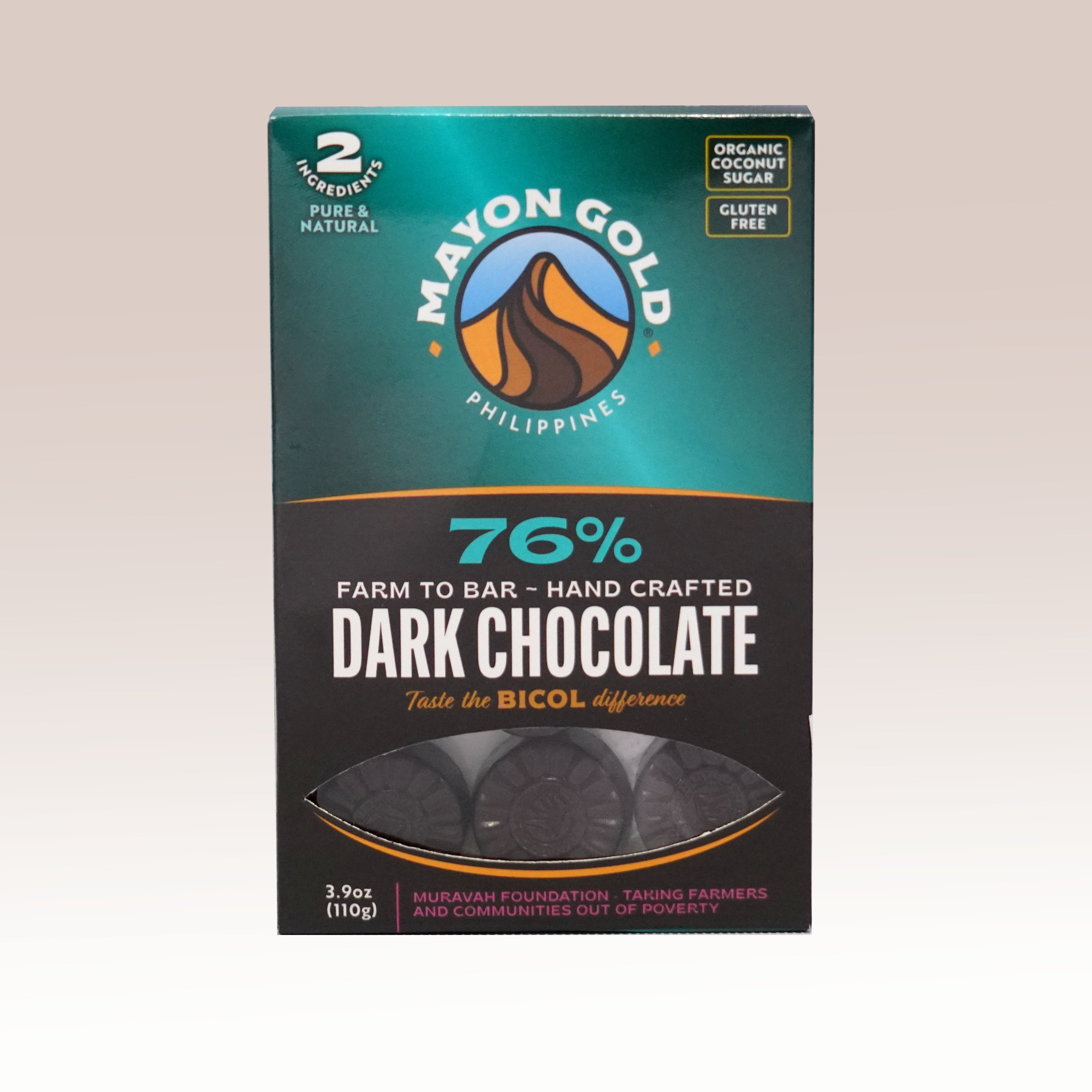 Mayon Gold 76% Finest Premium Craft Dark Chocolate (110g)
